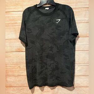 Gymshark Black Camouflage Short Sleeve Performance Tee
